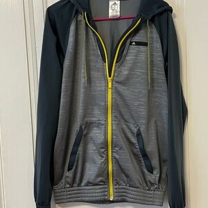 Adidas Gray and Yellow Zip-Up Hoodie